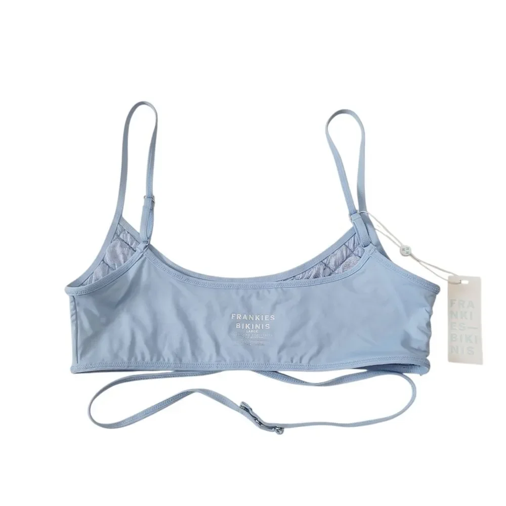 NEW Frankies Bikinis Katarina Waco & Dawson Cheeky Bikini Set in Baby Blue Large